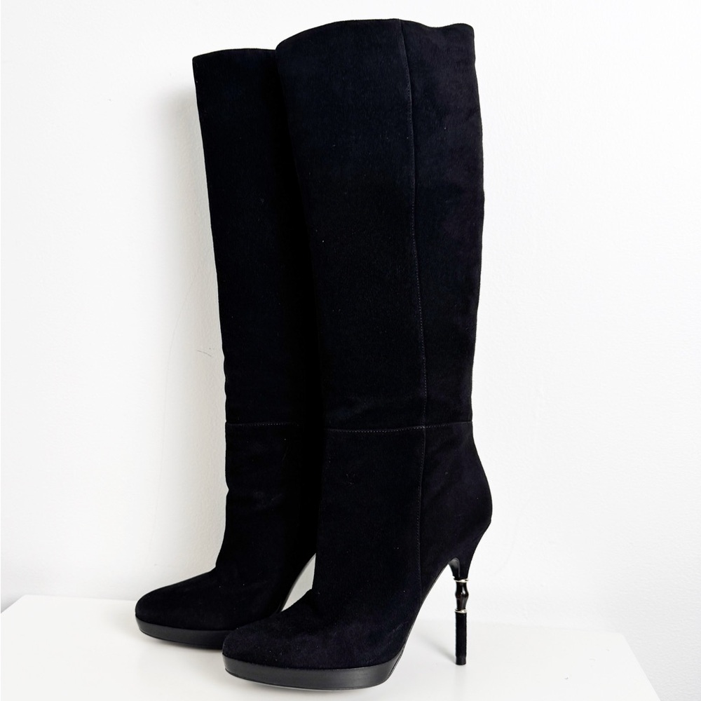 Gucci Tom Ford Era Suede Bamboo Heel Knee High Boots size 37